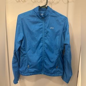 Asics Womens Light Blue Full Zip Windbreaker Jacket Size Small